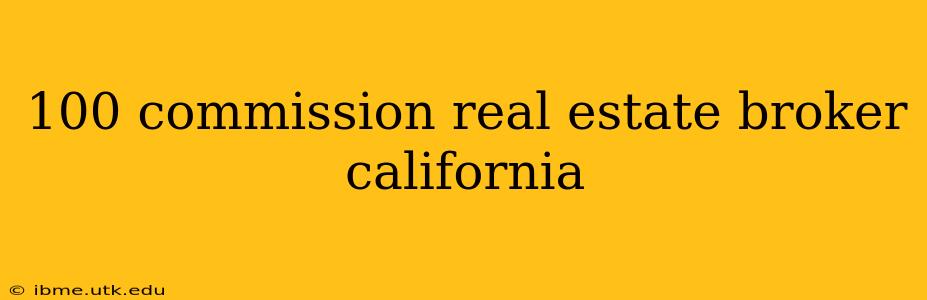 100 commission real estate broker california