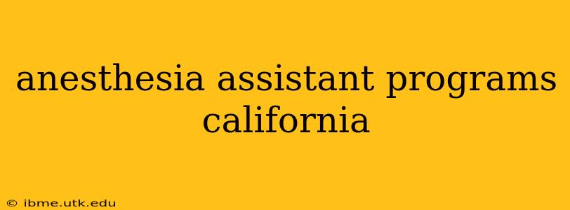 anesthesia assistant programs california