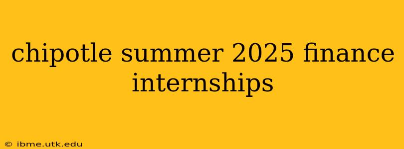 chipotle summer 2025 finance internships