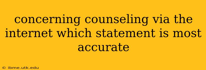 concerning counseling via the internet which statement is most accurate