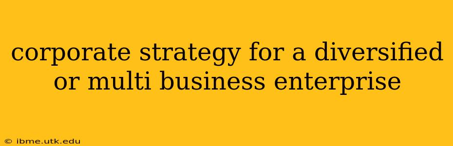 corporate strategy for a diversified or multi business enterprise