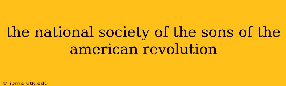 the national society of the sons of the american revolution