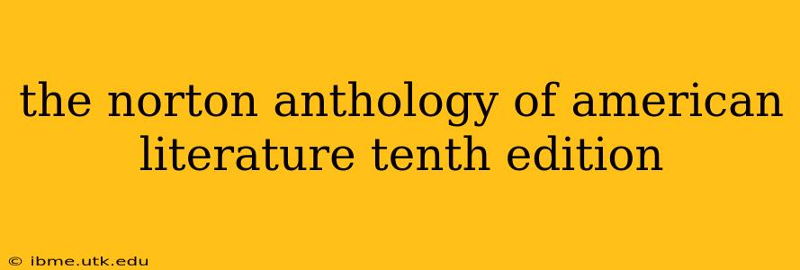 the norton anthology of american literature tenth edition
