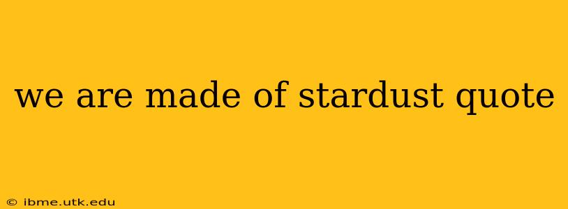 we are made of stardust quote