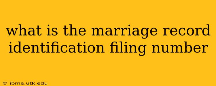 what is the marriage record identification filing number