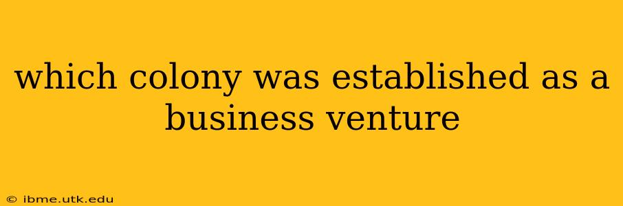 which colony was established as a business venture